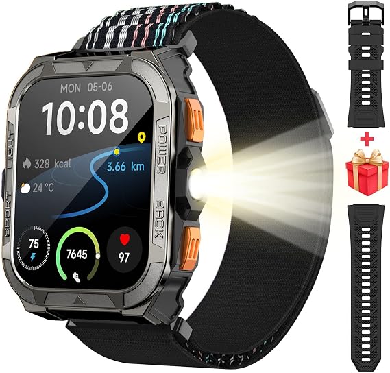 Blackview GPS Smart Watch for Men with ChatGPT, AI Translator, Compass & Flashlight/100-Day Battery/Bluetooth Calling/Health Monitor/100+ Sports,Fitness Tracker for iPhone/Android Phones