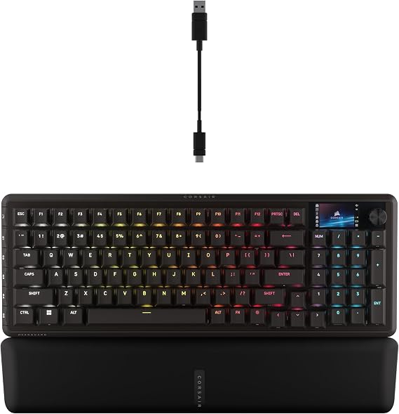 CORSAIR VANGUARD 96 Kablolu Mekanik Gaming Klavye - 96% Form Faktör, MLX Plasma Linear Switch, 8000Hz Polling, LCD Display, Makro Keys (CH-91E901E-UK)