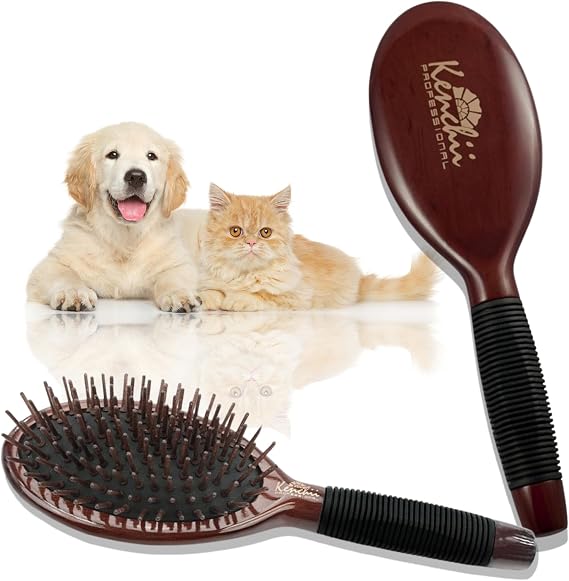 Kenchii Wooden Pin Brush for Dogs and Cats, Large - Shedding Brush