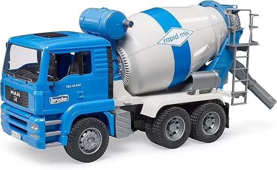 Bruder 02738 Man TGA Cement Mixer with Rotating Drum, Toy Cement Truck | 1:16 scale, tilting cab, made in Germany, ages 3+