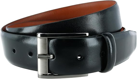 Trafalgar Men's Matteo 35mm Feather Edge Leather Dress Belt with Italian