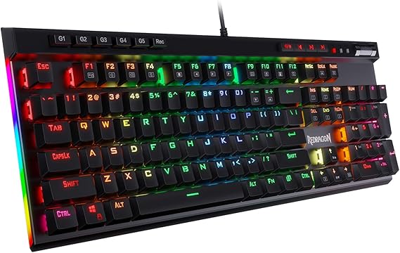 Redragon K580 Wired RGB Mechanical Gaming Keyboard, Macro Key & Media Wheel