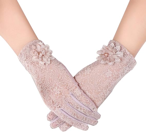 Summer Women Sun UV Protection Lace Gloves Ladies Short Driving Gloves Touch Screen