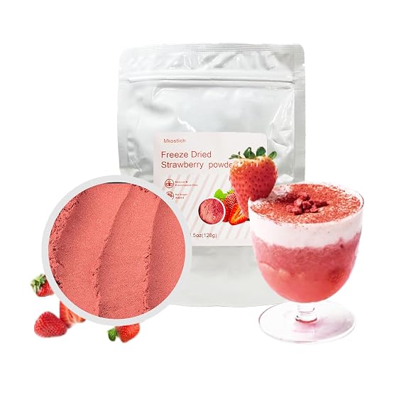 Mkostlich Freeze Dried Strawberries Powder, 4.5oz/128g Strawberry Powder for Baking, Smoothies, Drinks, No Sugar Added
