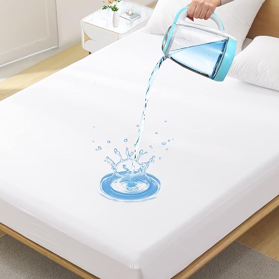 King Waterproof Mattress Protector - Noiseless, Breathable, Machine Washable Fitted Mattress Cover with Deep Pocket up to 5-21(White)