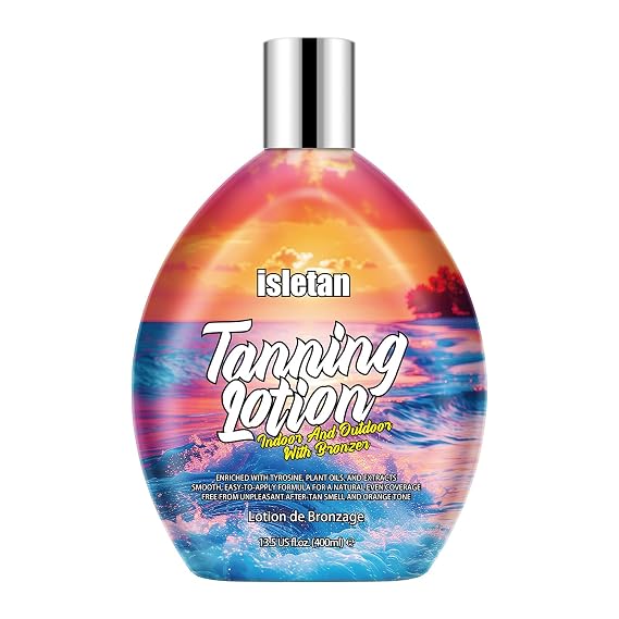 isletan Indoor Tanning Bed Lotion Accelerator With Bronzer, DHA Free Bronzing Tanning Lotion For Tanning Beds, Tanning Bed Cream For Sunbeds And Outdoor Sun, Cherry, 13.5 Fl.oz