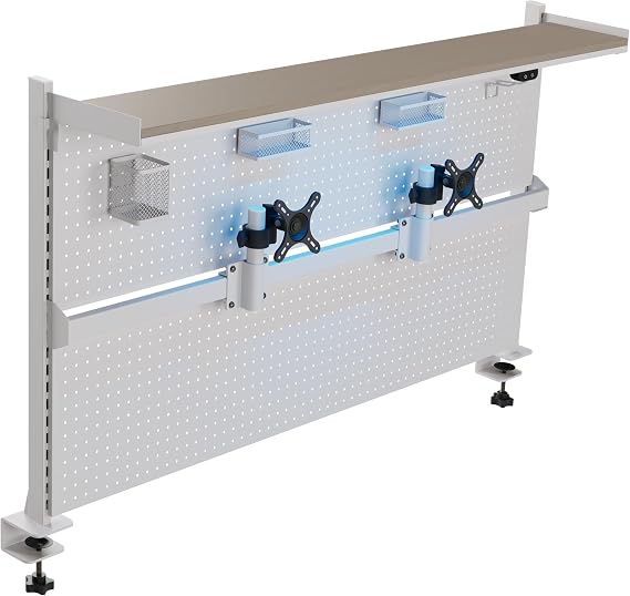 EUREKA ERGONOMIC Desk Pegboard Dual Monitor Stand 59x34 White