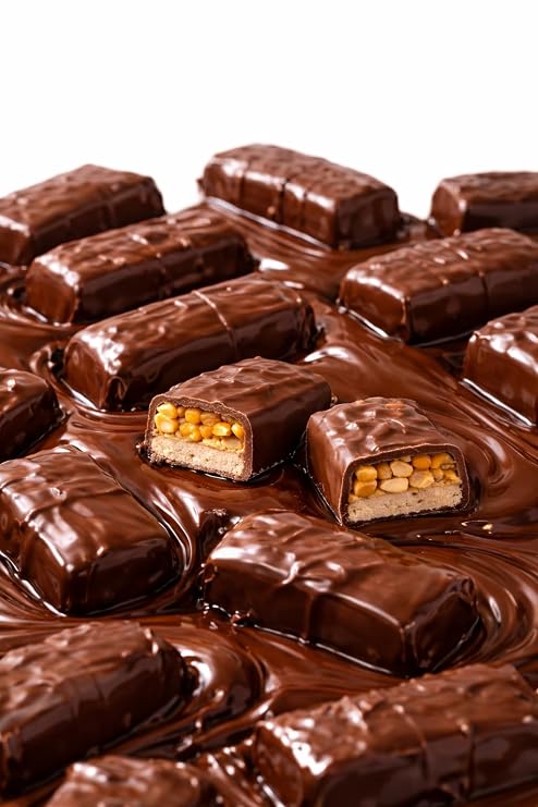 Mini Chocolate Candy Bars with Caramel, Nougat & Peanuts Individually Wrapped Bite Size Candy Bulk 2 lb Bag