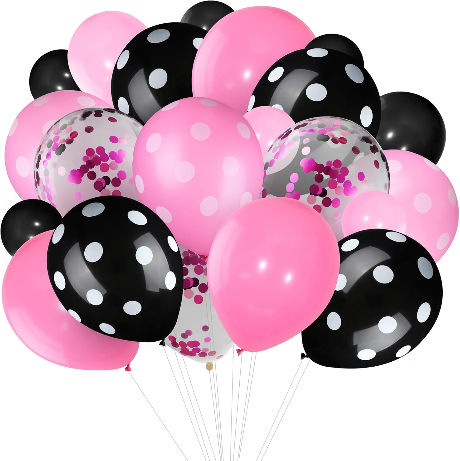 75 Pieces Mouse Color Balloons Confetti Polka Dot Balloons Latex Party Garland for Halloween Baby Shower Wedding Mouse Birthday Party Decorations SuppliesPink, Black