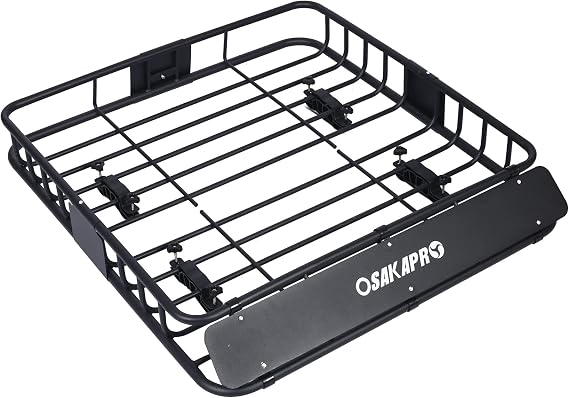 Roof Rack Cargo Basket, 38.5" x 43" Rooftop Cargo Carrier, Heavy-Duty Steel 200 LBS Capacity Universal Roof Rack Basket, Luggage Holder for SUV, Truck