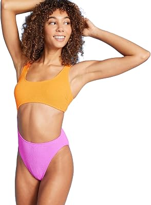 Wild Fable Womens Cut Out One Piece Swimsuit - Orange & Pink, XLarge