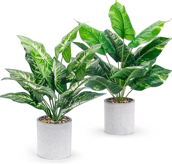 BTSD-home 2 Pack Fake Plants Faux Plants for Indoors Tropical plants