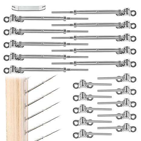 Muzata 10Pairs Cable Railing Hardware Swage Toggle Turnbuckle CK07
