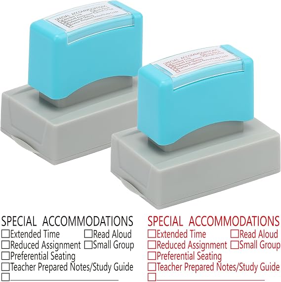 2 Pcs Teacher Stamps for Classroom Self-Inking Special Accommodations Stamp Refillable Motivational Rubber Stamp for Grading Back to School Homework Student Dormitory Gifts
