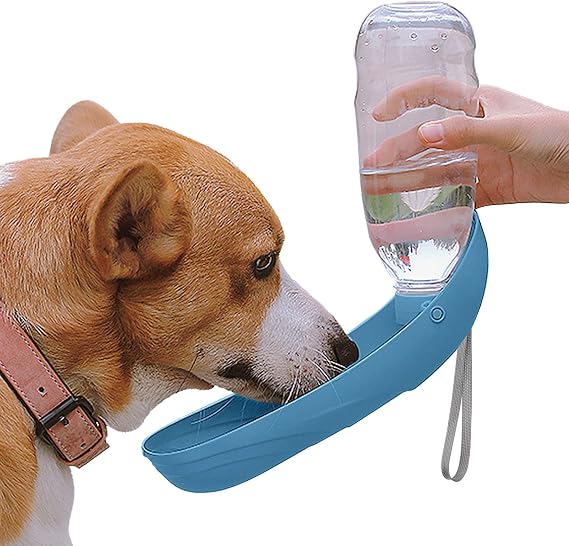 NAMSAN Dog Water Bottle, 550 ml, for On the Go Drinking Bowl for Cats, Easy to Carry, Foldable for Outdoor Activities, Blue