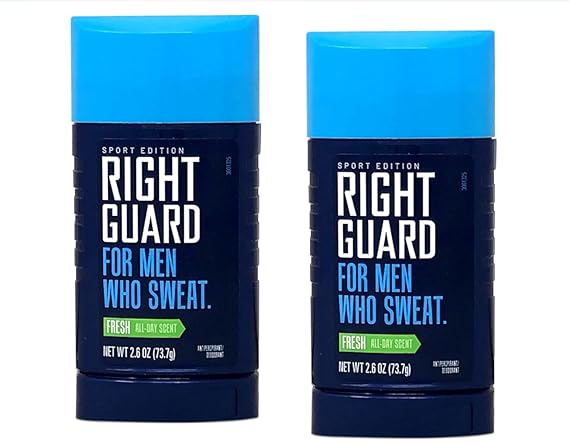 Right Guard Sport Deodorant, Fresh Scent, 2 Pack, Invisible Solid, 24 Hour Protection, Sweat & Odor Blockers