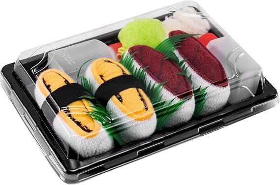 Rainbow Socks - Men's Women's - Sushi Socks Box Tuna Tamago - 2 Pairs