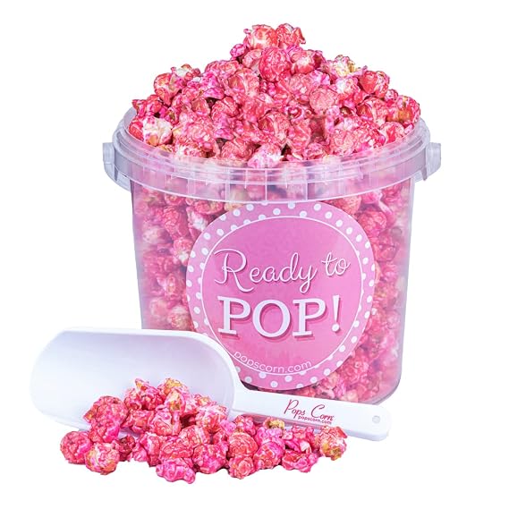 Pink Popcorn! It's A Girl- Ready To Pop Gourmet Popcorn. Perfect for Baby Shower, Gender Reveal & Congratulations gift. 24 oz 1.5lbs FREE Scooper Included