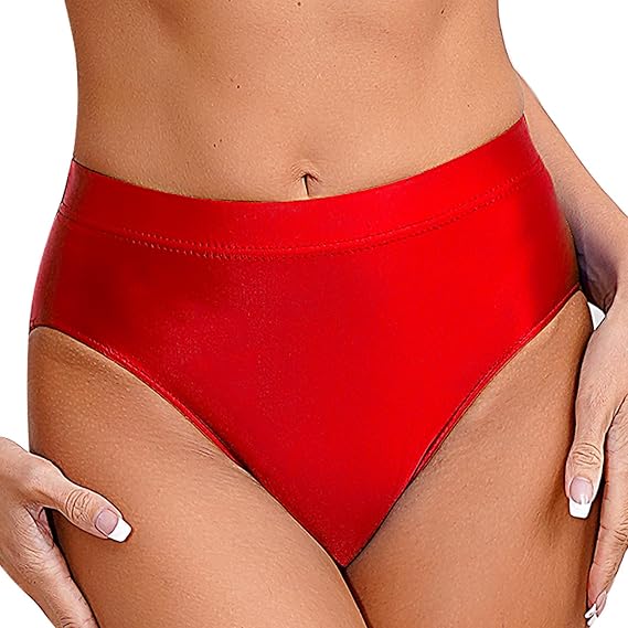 Womens Satin Silk Panties High Cut Ballet Dance Performance Briefs Holiday Party Stage Show