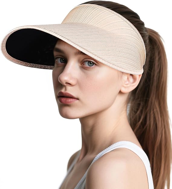 YANIKY Sun Visor Hats for Women,UPF50+ Wide Brim Sun Hats Adjustable Foldable Beach Hats for Daily Travel