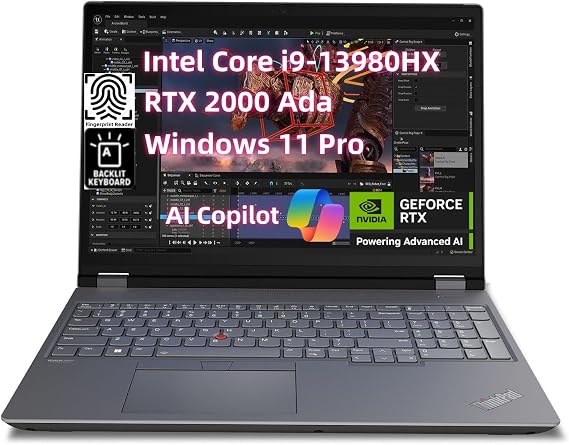 NewLenovo ThinkPad P16 Gen 2 Mobile Workstation (16" FHD+ IPS, Core i9-13980HX 24Core,64GB DDR5 RAM 2TB SSD, NVIDI.A RTX 2000Ada 8GB) Laptop for Engineer, Designer, Architect, Backlit KB, Win 11 Pro