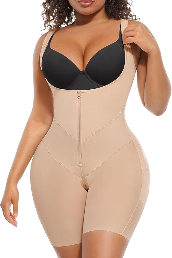FeelinGirl Fajas Colombianas Moldeadoras Butt Lifting Shapewear Tummy Control Postpartum Faja Body Shaper with Zipper Crotch