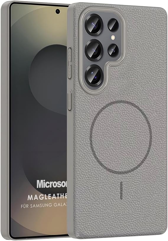 Microsonic Samsung Galaxy S24 Ultra Case MagLeather Pro Gray [Case Compatible with Galaxy S24 Ultra - Gray]