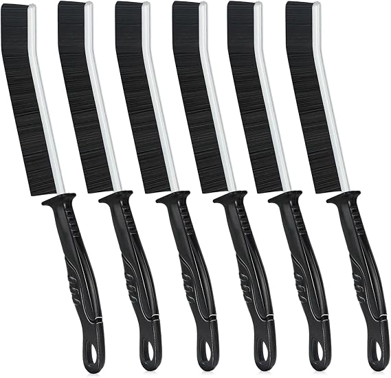 Crevice Cleaning Brush, 6Pcs Hard Bristle Multifunctional Gap Cleaning Brush Tool, Bathroom Gap Brush for Deep Cleaning Kitchen,Grout, Sink, Corners, Tight Spaces-Black