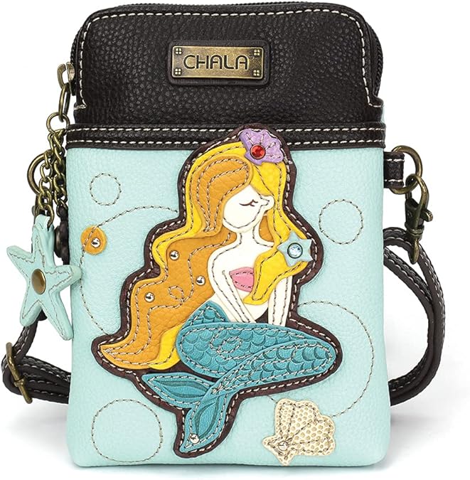 CHALA Ocean Collection Cell Phone Crossbody Purse-Women PU Leather/Canvas Multicolor Handbag with Adjustable Strap
