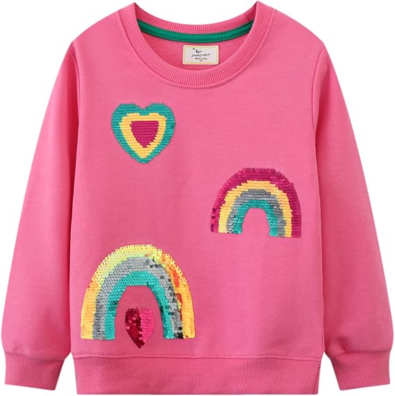 DDSOL Toddler Girls Sweatshirt Cotton Sweater Long Sleeve Shirt Little Kids Pullover Tops 2-7 Years