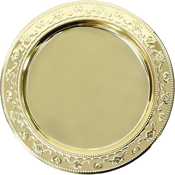 Brightalk 13-Inch Stainless Steel Charger Plates, 6Pcs Gold Dinner Plate Chargers Round Server Ware