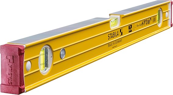 STABILA Magnet-Wasserwaage Type 96-2 M 61 cm extrasteifes Alu-Profil extrastarke Seltenerd-Magnete 1 Horizontal-/2 Vertikal-Libellen stoßdämpfende Endkappen Rutsch-Stopper Made in Germany Gelb
