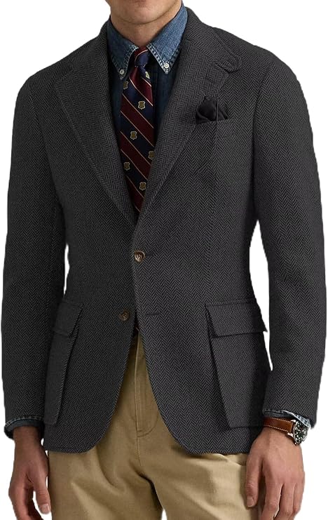 Men's Vintage Herringbone Blazer Jacket