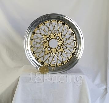 4 Pcs Rota Os Mesh Wheels 15x8 Pcd:4x110 Offset:20 Hb:73 Gold With Polish Lip 1.5" Lip