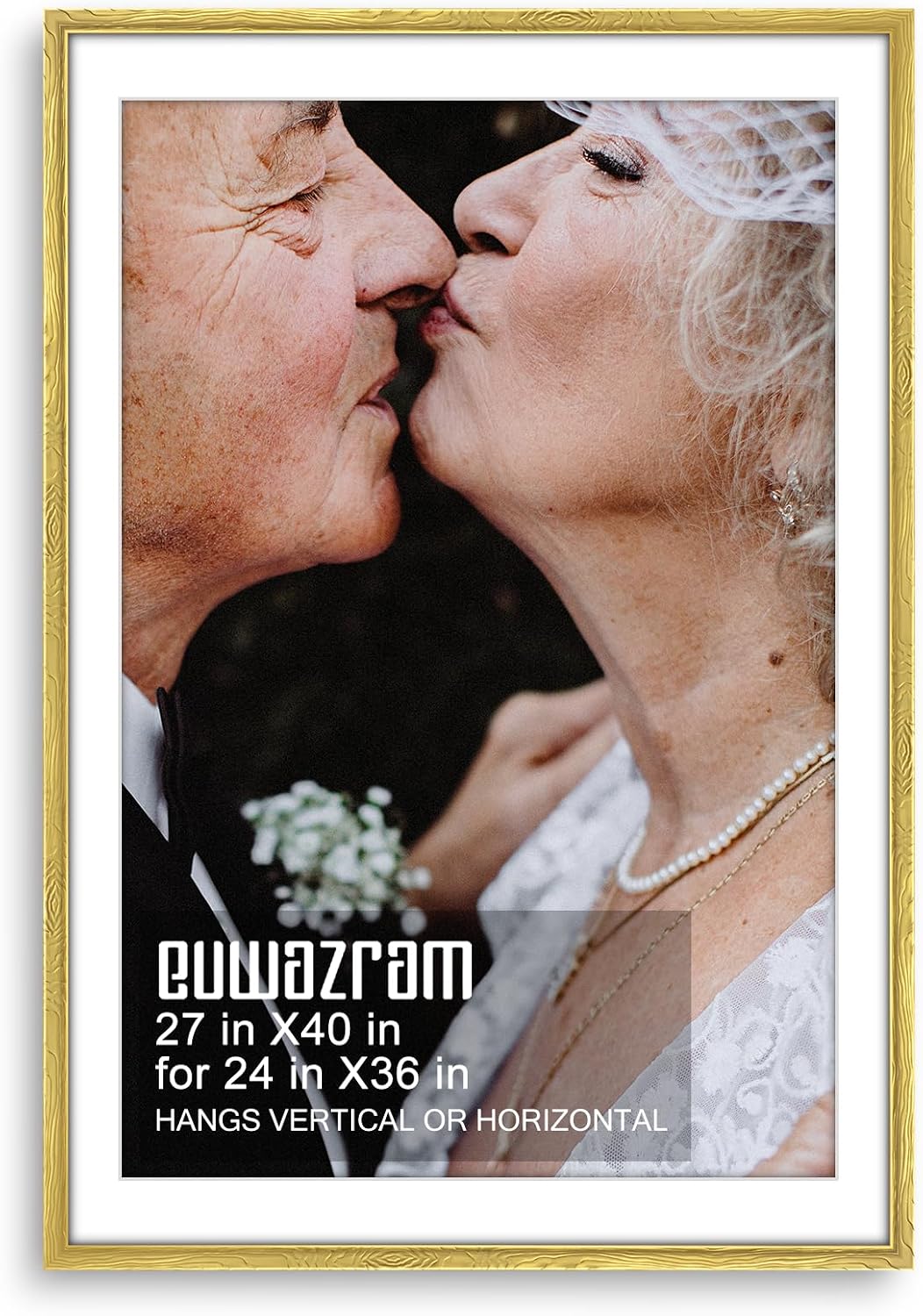 Ornate Gold 27x40 Frame - Single Frame, 27 x 40 Poster Frame with Mat for 24x36, Picture Frames for Artwork, Puzzles, Photos and Movie Posters