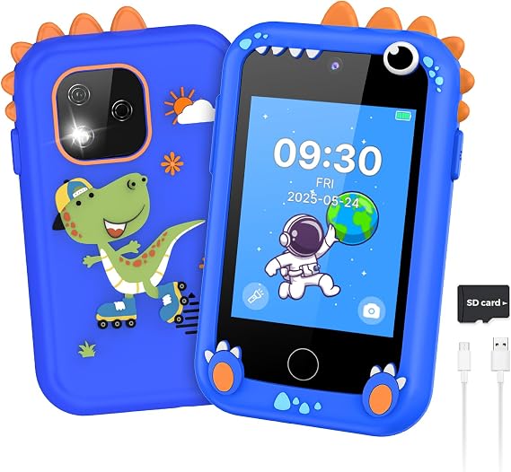 Kids Smart Phone Toys for Boys, Toddler Phone with 2.8 Inch Touchscreen, HD Dual Cameras, 25 Learning Games, MP3 Player/Story with SD Card, Toddler Toys Christmas Birthday Gifts for Ages 3-12, Blue