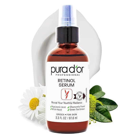 PURA D'OR Retinol Facial Serum Overnight Treatment for Uneven Tone, 3.3oz