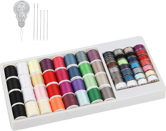 NEX 60 Pcs Sewing Thread Kit, Polyester Mini Bobbins and Thread Spools
