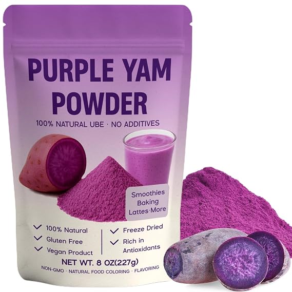 Ube Powder 8oz, 100% Pure Purple Yam for Baking, Lattes & Food Coloring | 227g Unsweetened fine powder, vegan, no additives, ideal for ube halaya, ice cream, boba and natural purple recipes