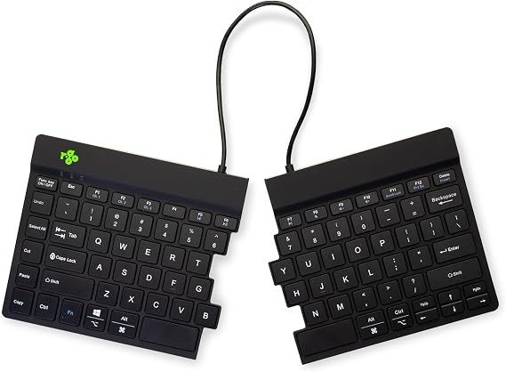 R-Go Ergonomic Split Keyboard, Scissors Mechanism, Anti-Carpal Tunnel, 2 Part Design Keyboard for Arthritis, with Break Software, QWERTY (US) Layout, Bluetooth 5.0, for Windows/MacOS, Black
