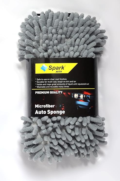 Spark 7040 Mikrofiber Şönil Oto Temizlik & Yıkama ve Kurulama Süngeri 8x23 cm. GRİ