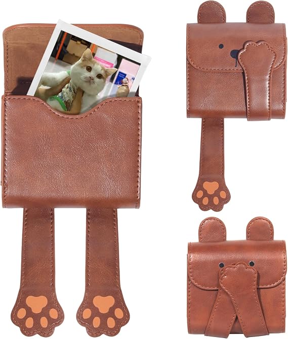 CAIYOULE Photo Storage Case for Fujifilm Instax Square Films, Brown Bear