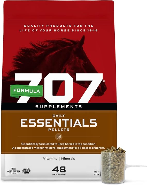 Formula 707 Daily Essentials Ration Balancer Supplement for Horses, 6 lb Bag 48 Servings Concentrated Complete Vitamin & Mineral Pellet