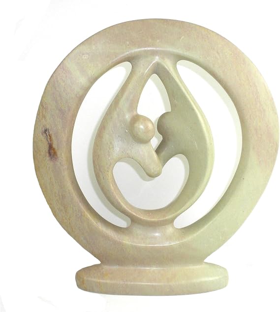 Global Crafts - Lover's Embrace Soapstone Sculpture - 6 Inch Hand-Carved Love Figurine