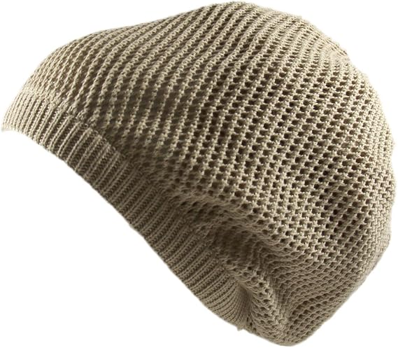 RW 100% Cotton Mesh Rasta Slouchy Beanie (Khaki)