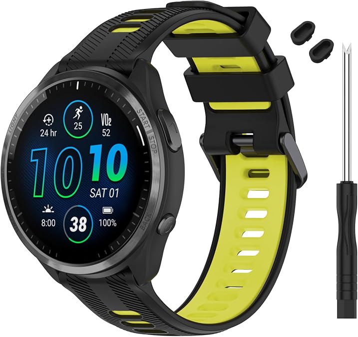 Band Compatible with Garmin Forerunner 965 Watch - Soft Silicone Replacement Watch Band Strap for 965 Smart Watch for Women Men