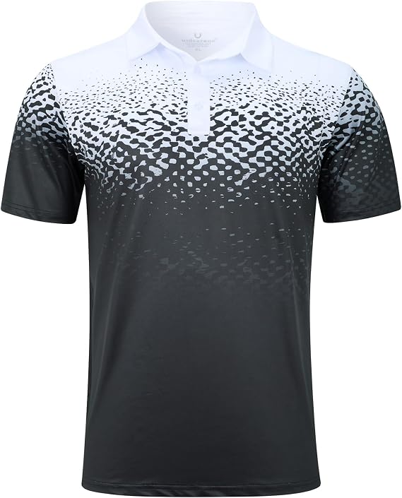 uideazone Mens Golf Shirt Dry Fit Athletic Print Polo Short Sleeve