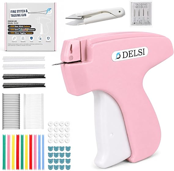 DELSI Stitch Gun for Clothes, Clothing Tag Gun Kit with 4000 Fasteners
