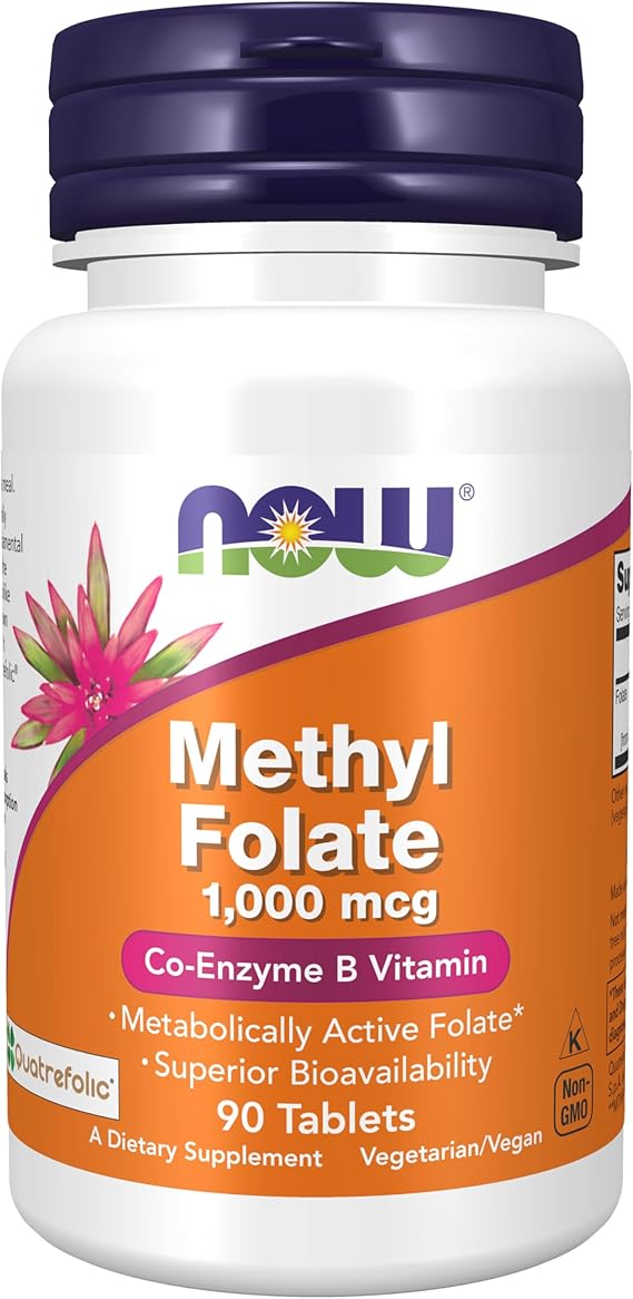 NOW Foods Supplements, Methyl Folate 1,000 mcg, Metabolically Active Folate, Co-Enzyme B Vitamin, 90 Tablets