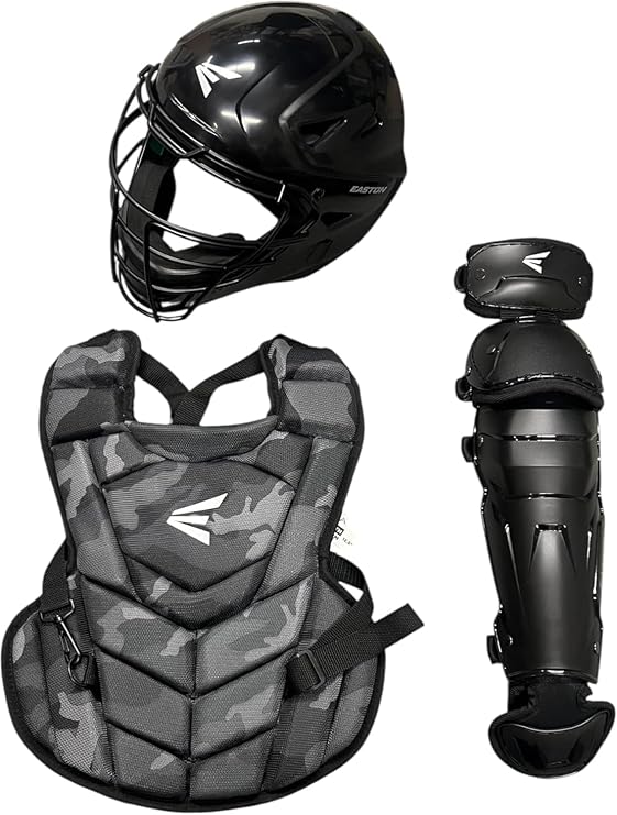 Easton | Black Magic 3.0 Youth Baseball Catcher Gear Set | Helmet, Chest Protector & Leg Guards Black Camo Medium Ages 6-9